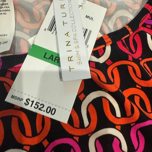 Trina Turk Womens LARGE Echo chain print swim Kimono Tunic cover up NEW - Picture 10 of 16